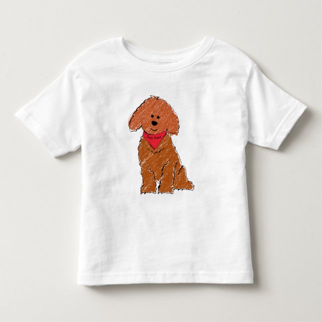 Cute Personalized Cartoon Red Doodle Dog Toddler T-shirt (Front)