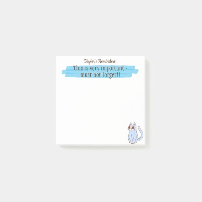 Cute Personalized Cat Lovers Memo Pad Post-it Notes (Front)