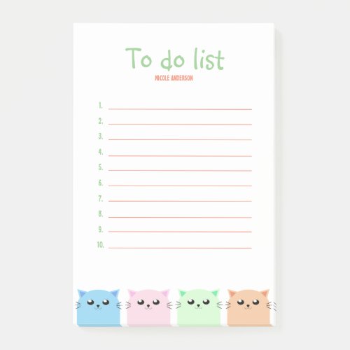 Cute Personalized Cat Lovers To Do List Post_it Notes