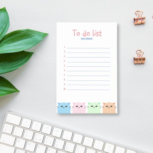 Cute Personalized Cat Lovers To Do List Post_it Notes