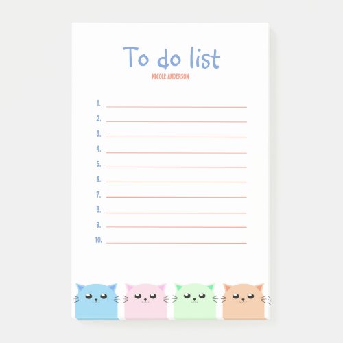 Cute Personalized Cat Lovers To Do List Post_it Notes