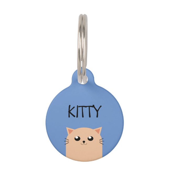 Cute Personalized Cat Pet ID Tag (Front)
