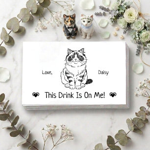 Cute Personalized Cat Wedding Drink Ticket Enclosure Card