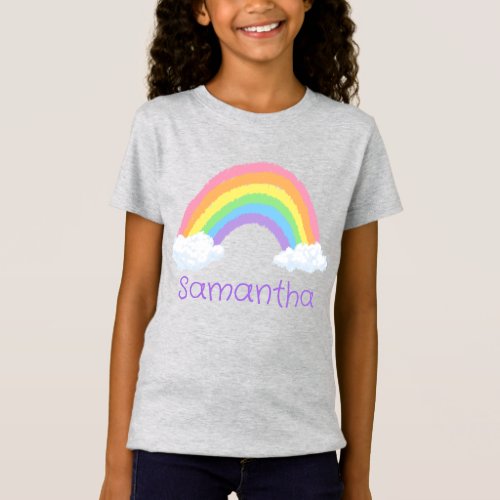 Cute Personalized Chalk_Style Pastel Rainbow T_Shirt