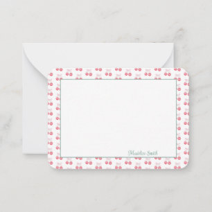 Cute Personalized Cherry  Note Card