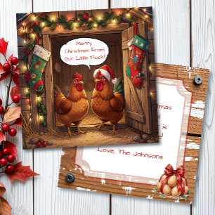 Cute Personalized Chicken Pun Christmas Card