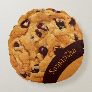 Cute Personalized Chocolate Chip Cookie Round Pillow
