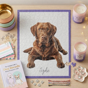 Cute Personalized Chocolate Labrador Retriever Jigsaw Puzzle