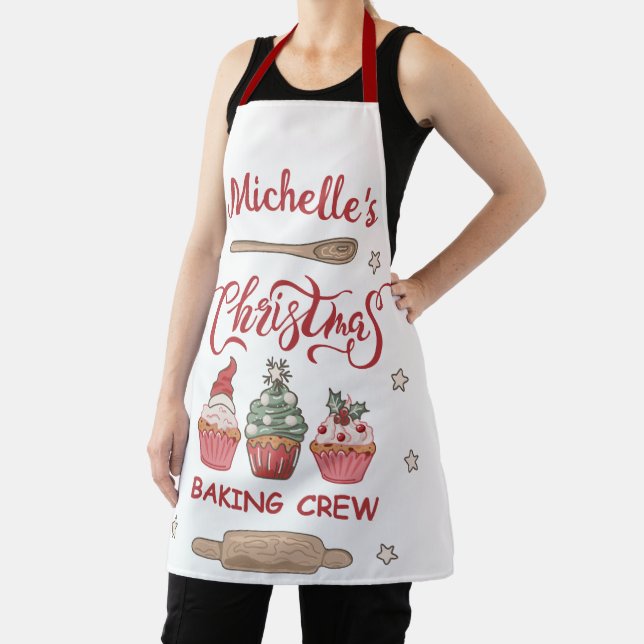 Cute Personalized Christmas Baking Crew Apron (Insitu)