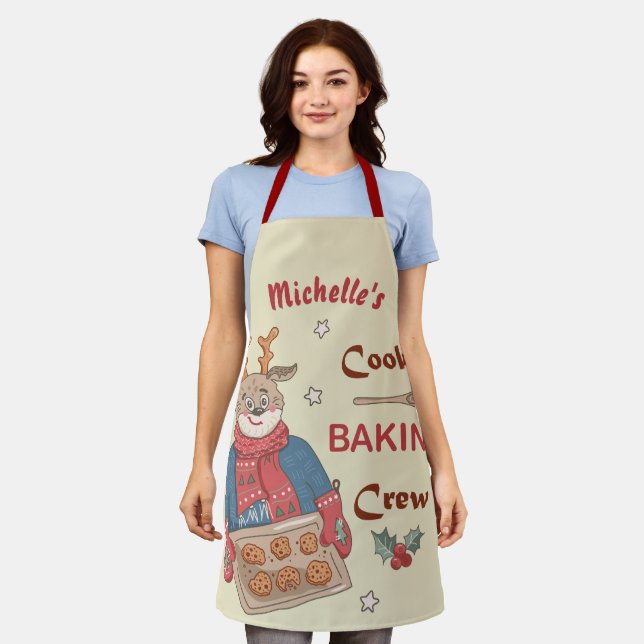 Cute Personalized Christmas Baking Crew Apron (Worn)