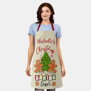 Cute Personalized Christmas Baking Team Apron
