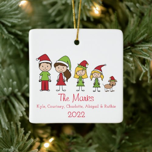 Cute Personalized Christmas Character with Pet Ceramic Ornament