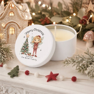 Cute Personalized Christmas Fairy and Tree Mini Candle Favors