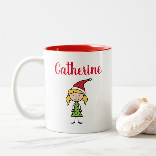 Cute Personalized Christmas Holiday Kids Custom Two_Tone Coffee Mug