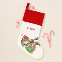 Cute Personalized Christmas Sloth Stocking