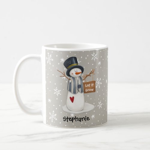 Cute Personalized Christmas Snowman Let It Snow Coffee Mug