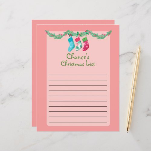 Cute Personalized Christmas Wish List for Santa