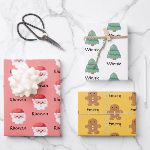 Cute Personalized Christmas Wrapping Paper Sheets