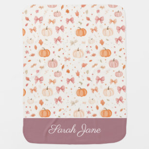 Cute Personalized Colorful Pumpkin Fall Baby Blanket