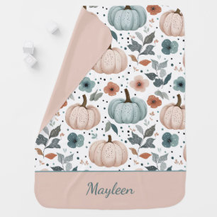 Cute Personalized Colorful Pumpkin Fall Baby Blanket