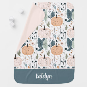 Cute Personalized Colorful Pumpkin Fall Baby Blanket