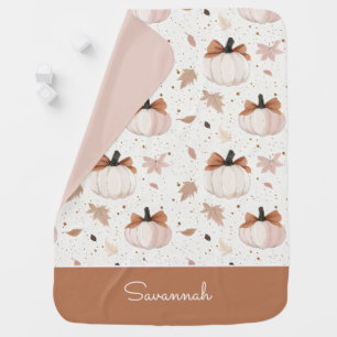 Cute Personalized Colorful Pumpkin Fall Baby Blanket