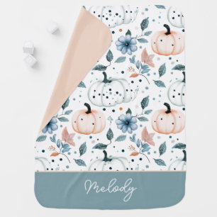 Cute Personalized Colorful Pumpkin Fall Baby Blanket