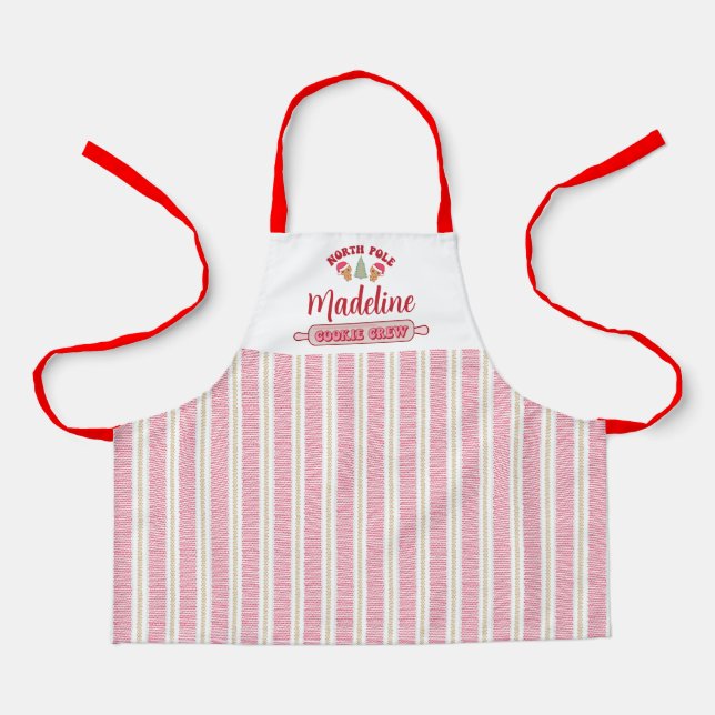Cute Personalized Cookie Crew Christmas Apron (Front)