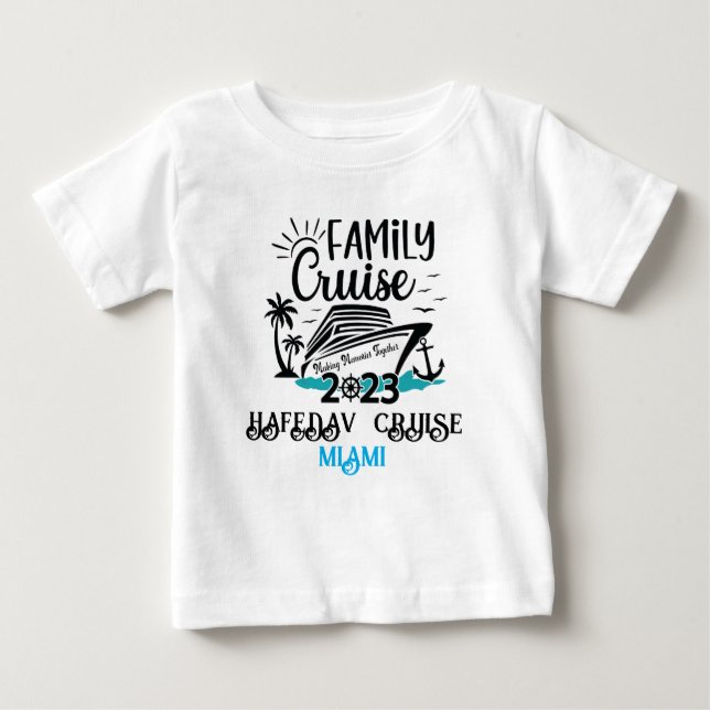 Cute Personalized Cruise Ship Family Trip Sunset T Baby T-Shirt (Front)