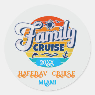 Cute Personalized Cruise Ship Family Trip Sunset T Classic Round Sticker