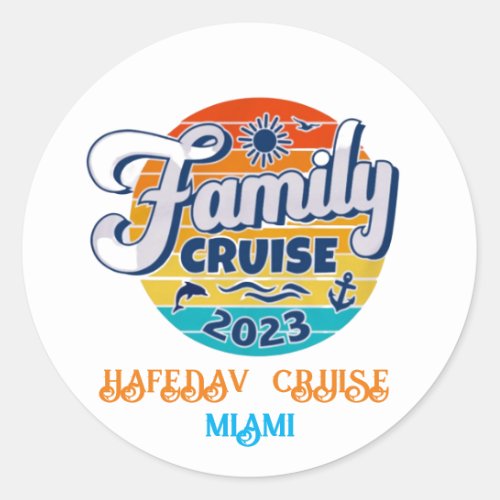 Cute Personalized Cruise Ship Family Trip Sunset T Classic Round Sticker