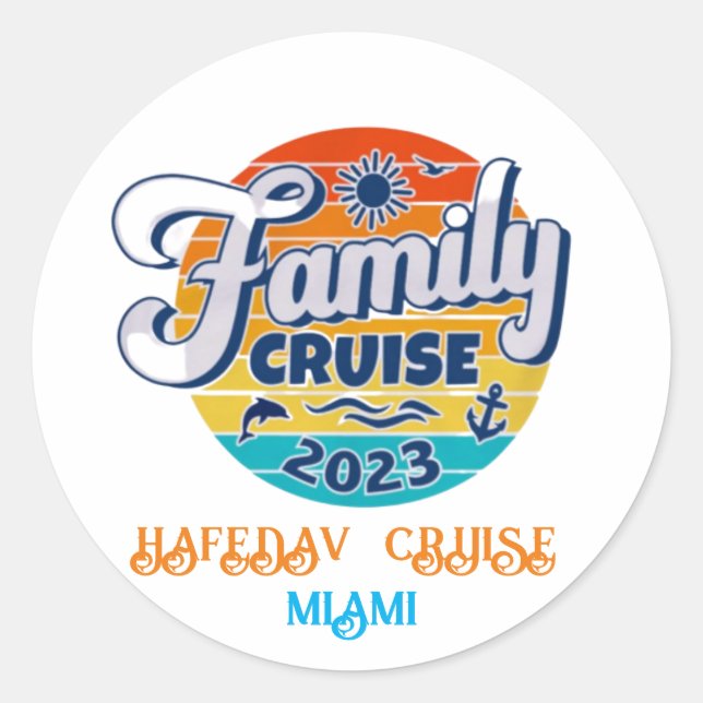 Cute Personalized Cruise Ship Family Trip Sunset T Classic Round Sticker (Front)