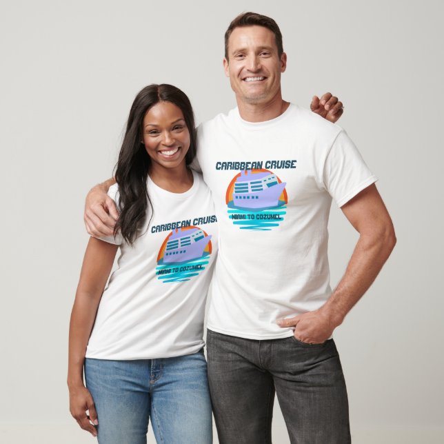 Cute Personalized Cruise Ship Family Trip Sunset T-Shirt (Unisex)
