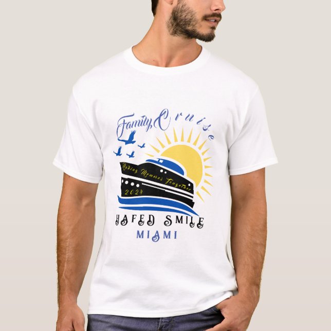 Cute Personalized Cruise Ship Family Trip Sunset T T-Shirt (Front)