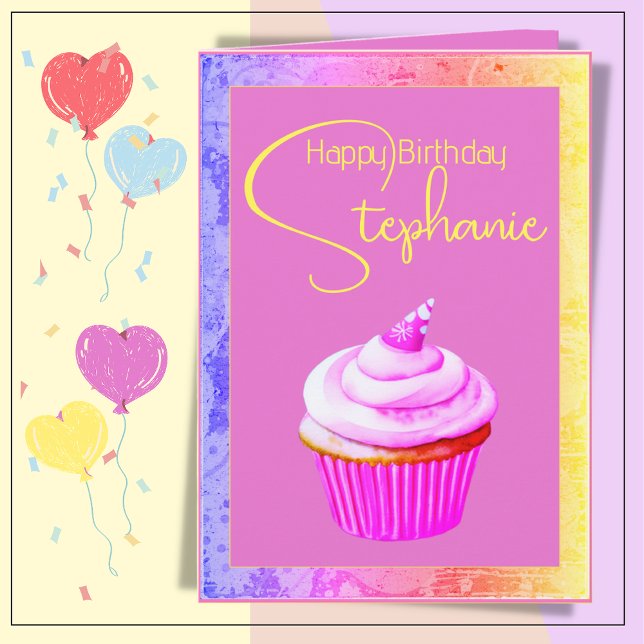 Cute Personalized Cupcake Birthday Card (Creator Uploaded)