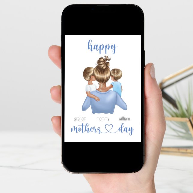 Cute Personalized Custom Name Happy Mothers Day Card (Front Digital)