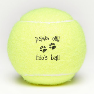 Cute Personalized Custom Pet Dog Name Pawprint Tennis Balls