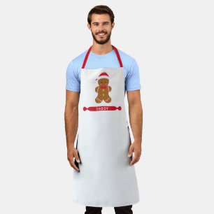 Cute Personalized Daddy Name Gingerbread Christmas Apron