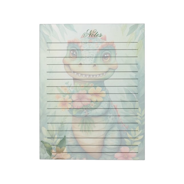 Cute Personalized Dino Notepad (Rotated)