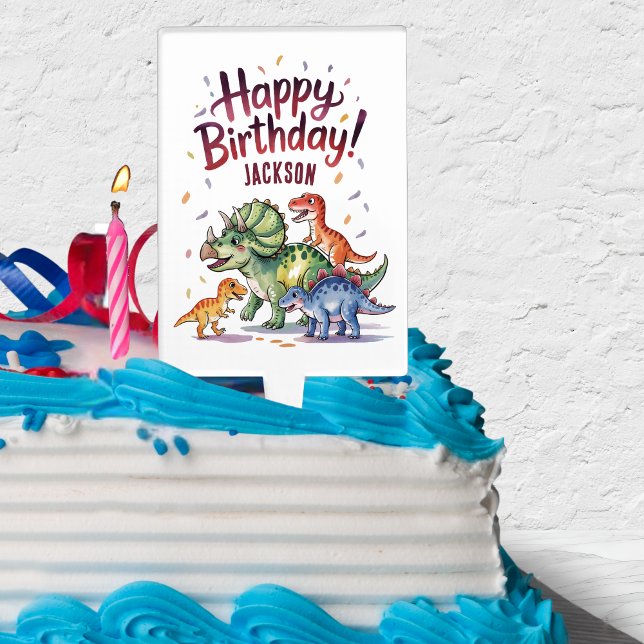 Cute Personalized Dinosaur Birthday Cake Topper (Creator Uploaded)