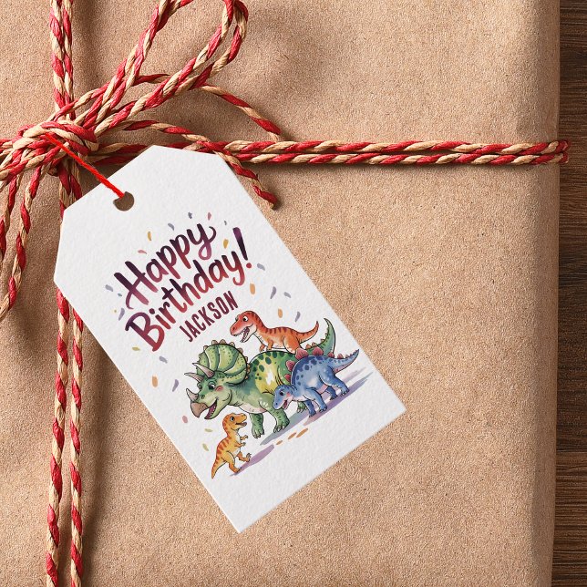 Cute Personalized Dinosaur Birthday  Gift Tags (Creator Uploaded)