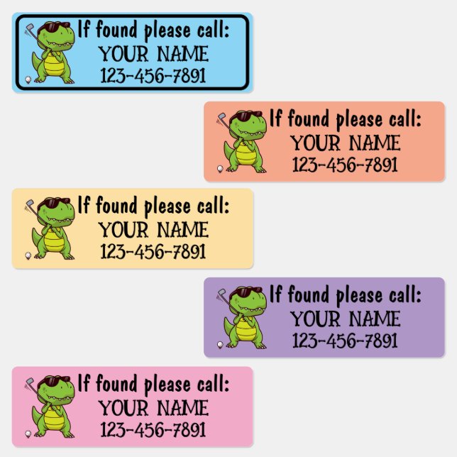 Cute Personalized Dinosaur Golf Club Labels (Group)