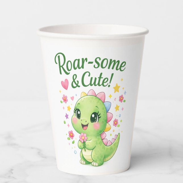 Cute Personalized Dinosaur Party Cup (Front)