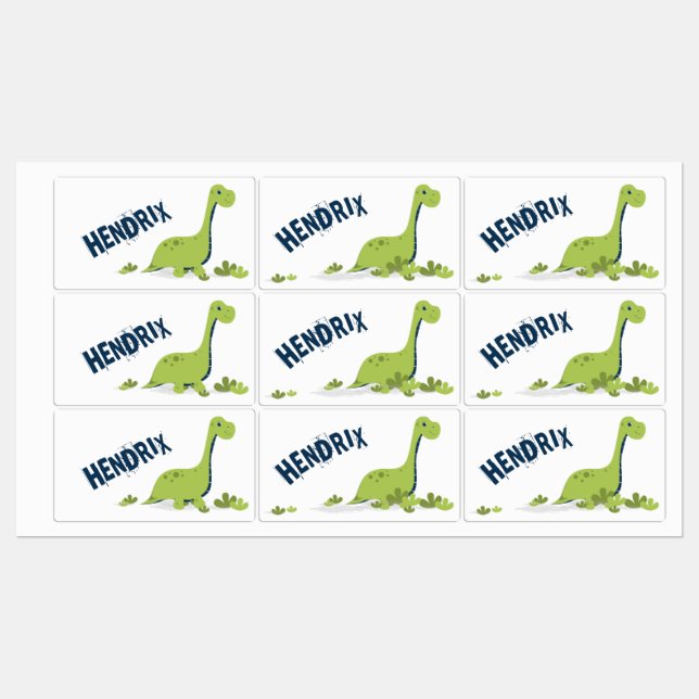 Cute Personalized Dinosaur School Labels (Sheet)