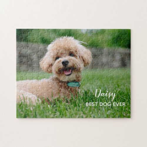 Cute Personalized Dog Name Photo Jigsaw Puzzle