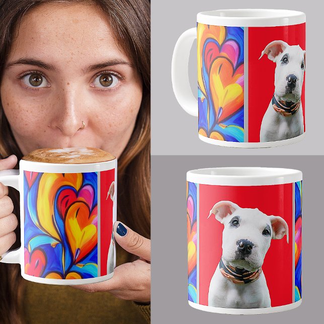 Cute Personalized Dog Pet Photo Gift Mom Dad Giant Coffee Mug (Creator Uploaded)