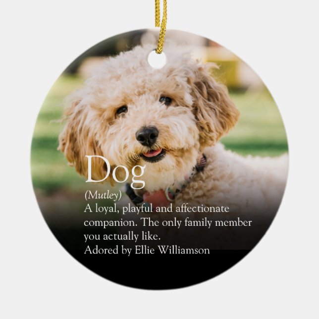 Cute Personalized Dog Photo Definition Ceramic Ornament (Front)