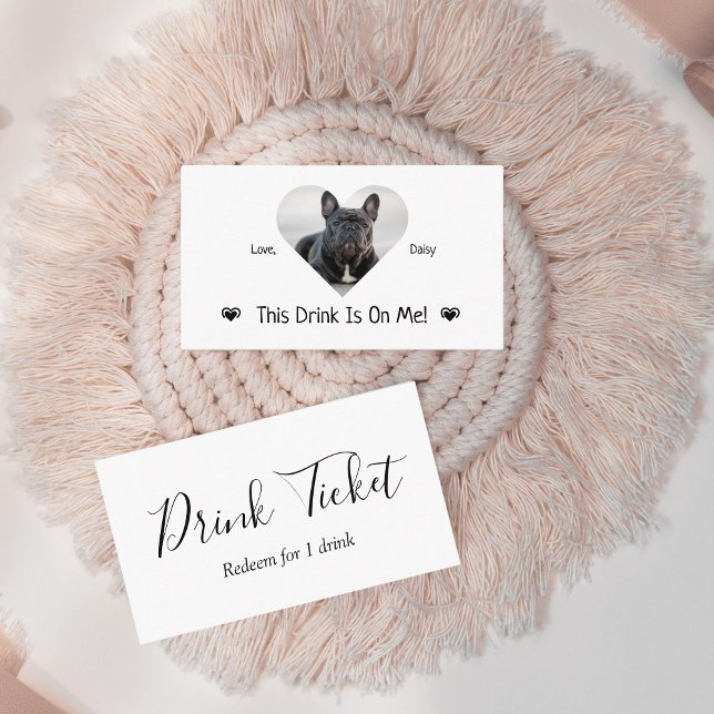 Cute Personalized Dog Photo Wedding Drink Ticket Enclosure Card (Creator Uploaded)