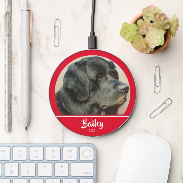 Cute Personalized Dog Photo Wireless Charger (Desk)