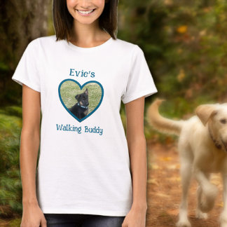 Cute Personalized Dog Walking Buddy Heart Photo T-Shirt